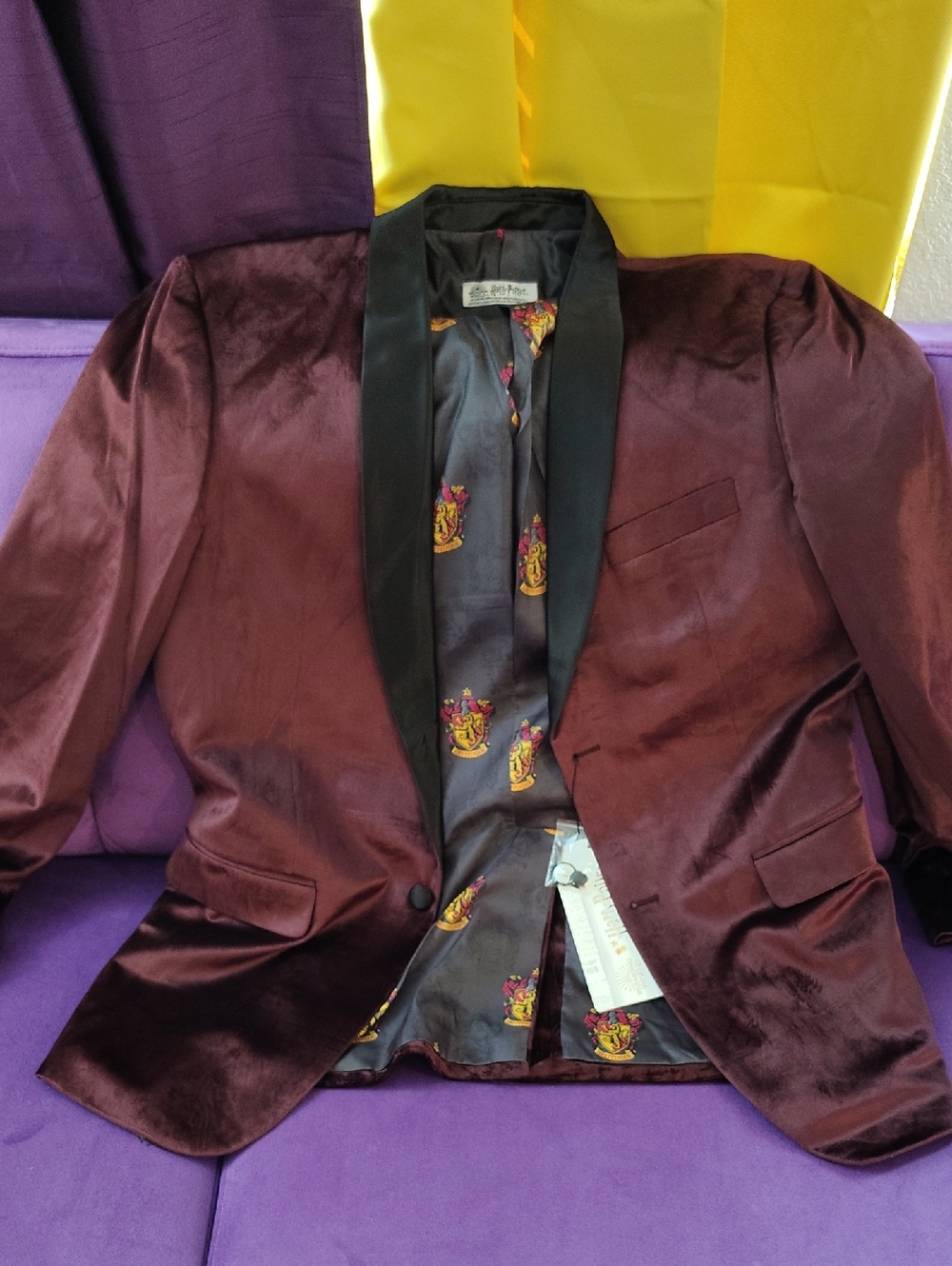 Warner Bros. Burgundy Velvet Tuxedo Jacket with Black Satin Lapel